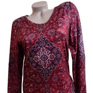 NEW! BEAUTIFUL WOMEN SUPER SOFT LONG SLEEVES ETHNIC FALL SHIRT SZ S